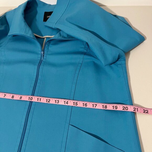 Lafayette 148 New York Blue Zip Front Casual Jacket Size Small - Picture 7 of 8